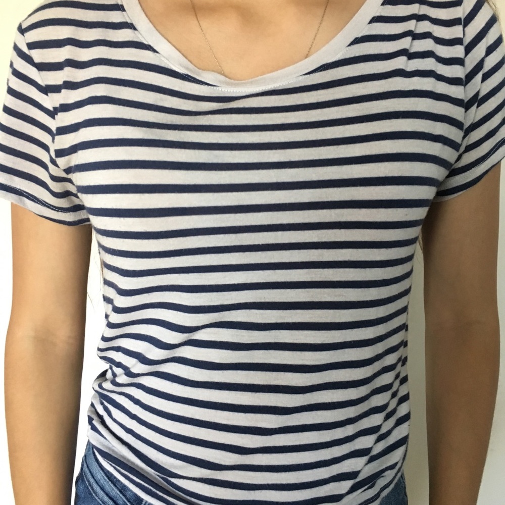 Blue and white striped t shirt
